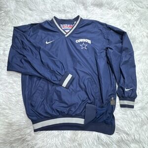 Vintage 90's Dallas Cowboys Jacket Large Blue NFL Nike Pro Line Authentic Rare!!